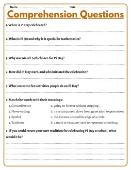 Pi Day What Is It? - Reading Comprehension Passage and Questions, image 3