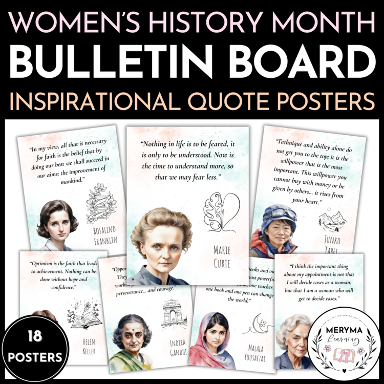 Women's History Month Bulletin Board - Inspirational Quote Posters