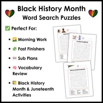 Black History Month Word Search Puzzles - Juneteenth Word Searches, image 4