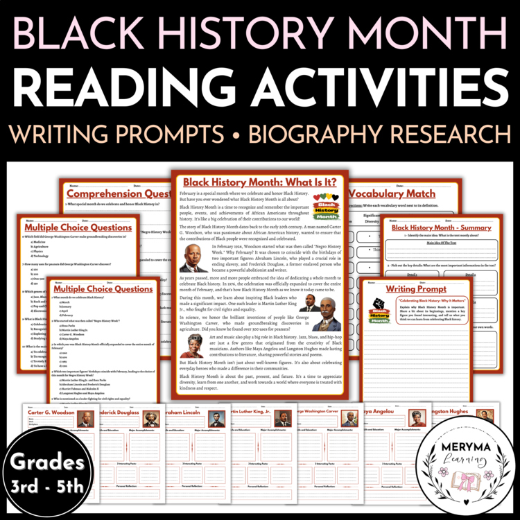 Black History Month What Is It - Reading - Writing - Biography Research Projects