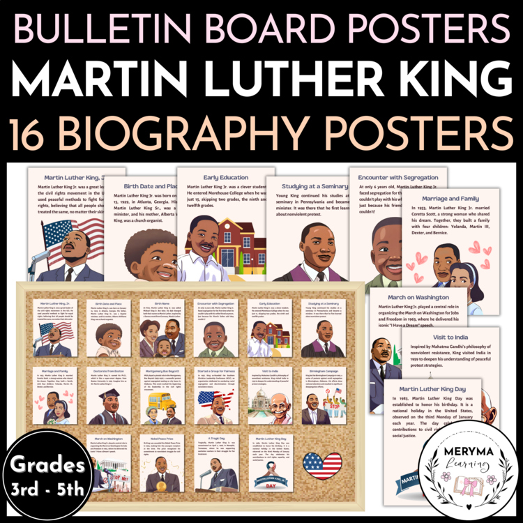 Martin Luther King Jr Day Biography Posters for Bulletin Board - MLK Day