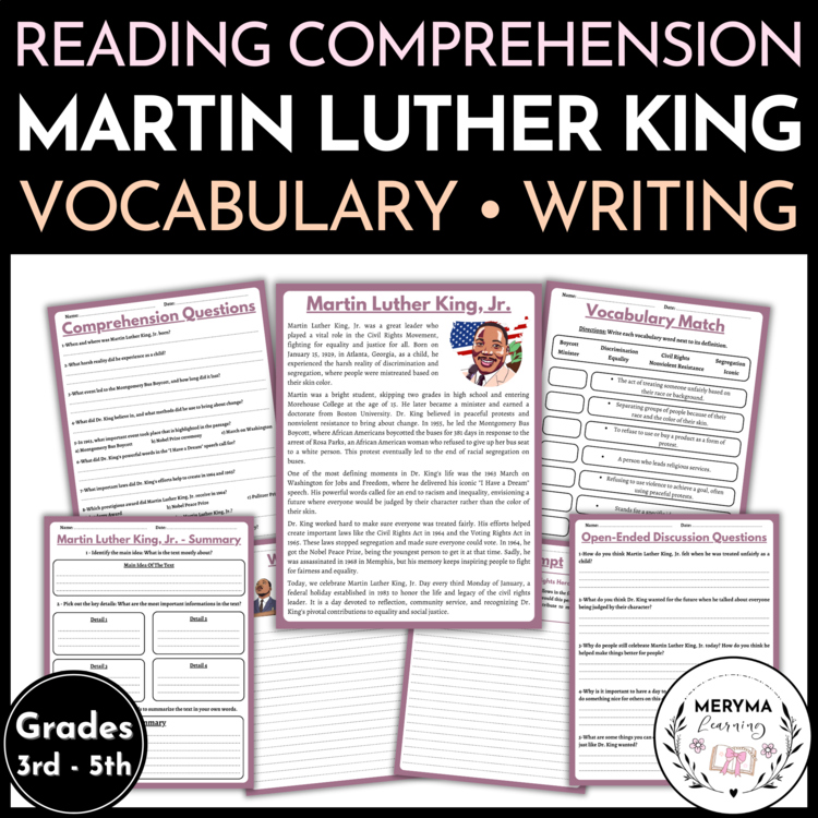Martin Luther King Reading Comprehension & Writing Prompts - MLK Day Activities