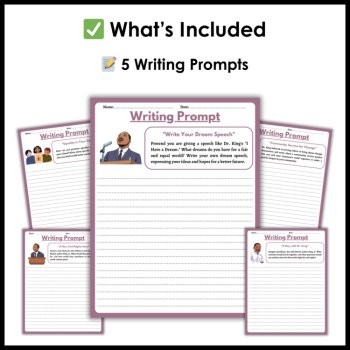 Martin Luther King Reading Comprehension & Writing Prompts - MLK Day Activities, image 3