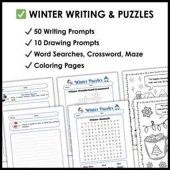 Winter Break Packet – Reading, Writing, Coloring Pages, Puzzles & Scavenger Hunt, image 3