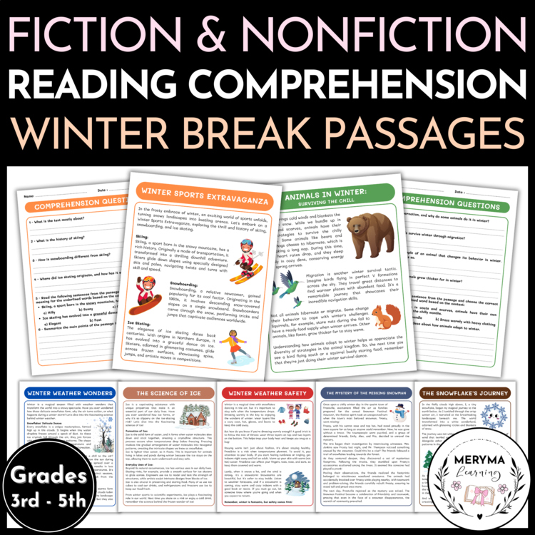 Winter Break Reading Comprehension Packet - Fiction and Nonfiction Passages