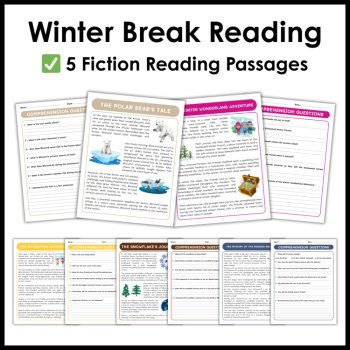 Winter Break Reading Comprehension Packet - Fiction and Nonfiction Passages, image 2