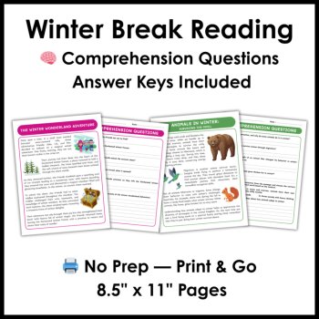 Winter Break Reading Comprehension Packet - Fiction and Nonfiction Passages, image 4