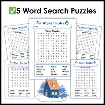 Winter Puzzles: Word Search Puzzles - Crossword - Maze | Winter Break Puzzles, image 2