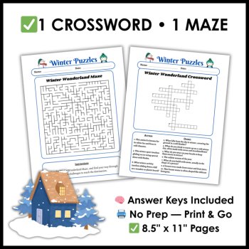 Winter Puzzles: Word Search Puzzles - Crossword - Maze | Winter Break Puzzles, image 3