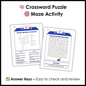 Election Day Puzzles - Election Day Word Search - Crossword - Maze, image 3