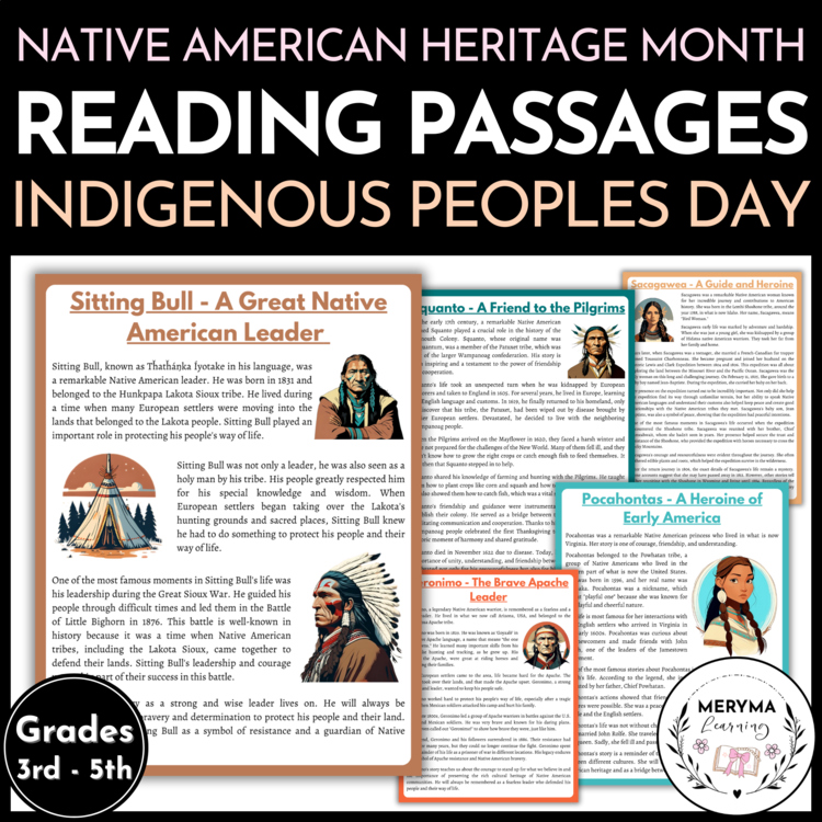 Native American Heritage Month Heroes Reading Passages - Indigenous Peoples Day