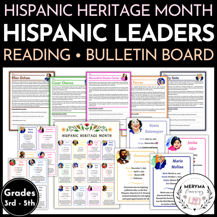 Hispanic Heritage Month Reading Comprehension Passages Biography Bulletin Board