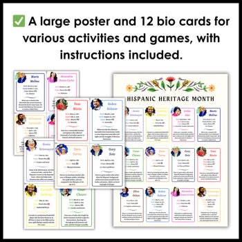 Hispanic Heritage Month Reading Comprehension Passages Biography Bulletin Board, image 4