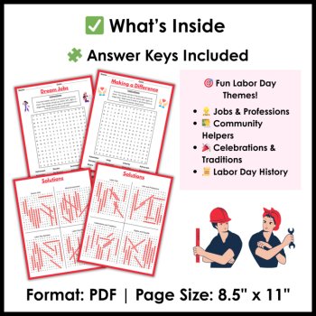 Labor Day Word Search Puzzles Worksheets for 3rd 4th 5th Grade - Labor Day, image 3