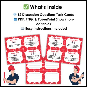 Labor Day Reading Comprehension Passage and Activities - Worksheets - Task Cards, image 3
