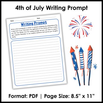 Fourth 4th of July Independence Day Reading Passage and Comprehension Worksheets, image 4