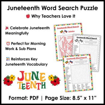 Juneteenth Word Search Puzzle - Juneteenth Activities for 3rd 4th 5th Grade, image 4