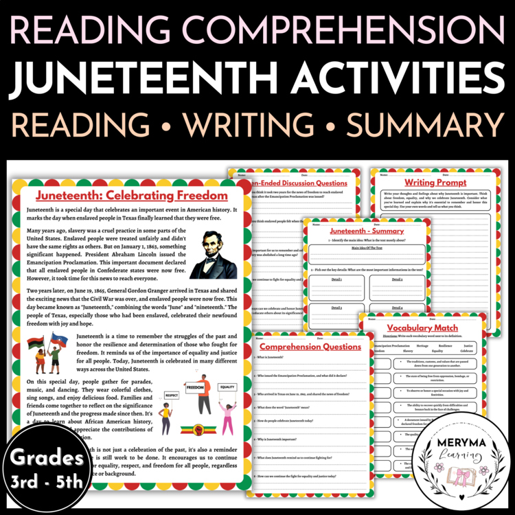 Juneteenth Reading Comprehension Passage – Juneteenth Reading Activities