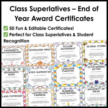 Class Superlatives End of Year Awards - Editable Elementary Student Certificates, image 2