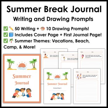 Summer Writing Prompts and Word Searches - 3rd 4th 5th Grade Summer Break Packet, image 2