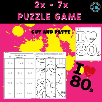 Secret Picture Tiles - Cut and Paste Activity for Creative Learning 2x 7x tables, image 3