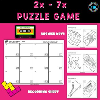 Secret Picture Tiles - Cut and Paste Activity for Creative Learning 2x 7x tables, image 4