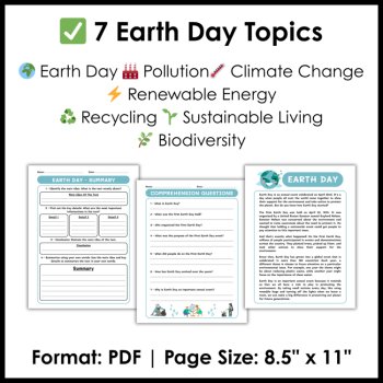 Earth Day Reading Comprehension Activities | 7 Reading Passages & Worksheets, image 3
