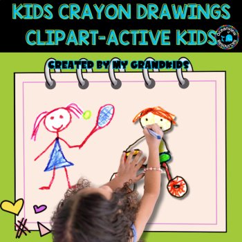 ACTIVE KIDS Hand-Drawn, crayon Clipart Set by Young Artists, image 2
