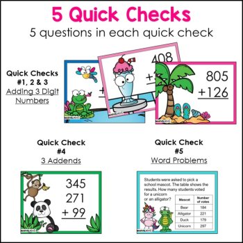 3 Digit Addition with Regrouping #8 - Quick Checks - Exit Tickets, image 4