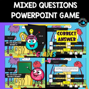Mixed math questions self correcting PowerPoint game grades 3-4, image 2