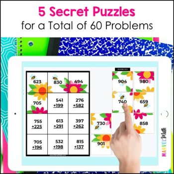 3 Digit Addition with Regrouping #3 - Self-Checking Secret Pictures, image 3