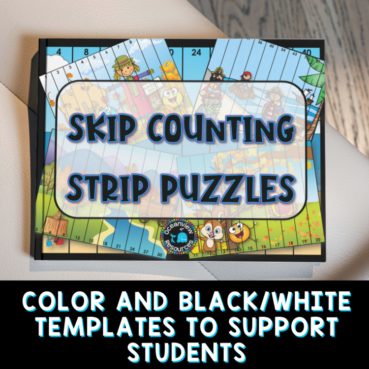 Skip Counting Strip Puzzles: by 1's, 2's ,3's, 4's, 5's ,6's, 7's,'8's,'9's,10's