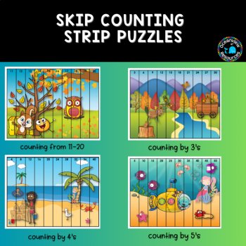 Skip Counting Strip Puzzles: by 1's, 2's ,3's, 4's, 5's ,6's, 7's,'8's,'9's,10's, image 2