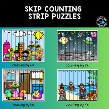 Skip Counting Strip Puzzles: by 1's, 2's ,3's, 4's, 5's ,6's, 7's,'8's,'9's,10's, image 3