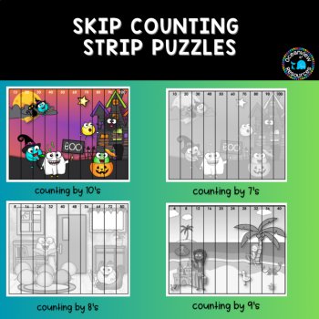 Skip Counting Strip Puzzles: by 1's, 2's ,3's, 4's, 5's ,6's, 7's,'8's,'9's,10's, image 4