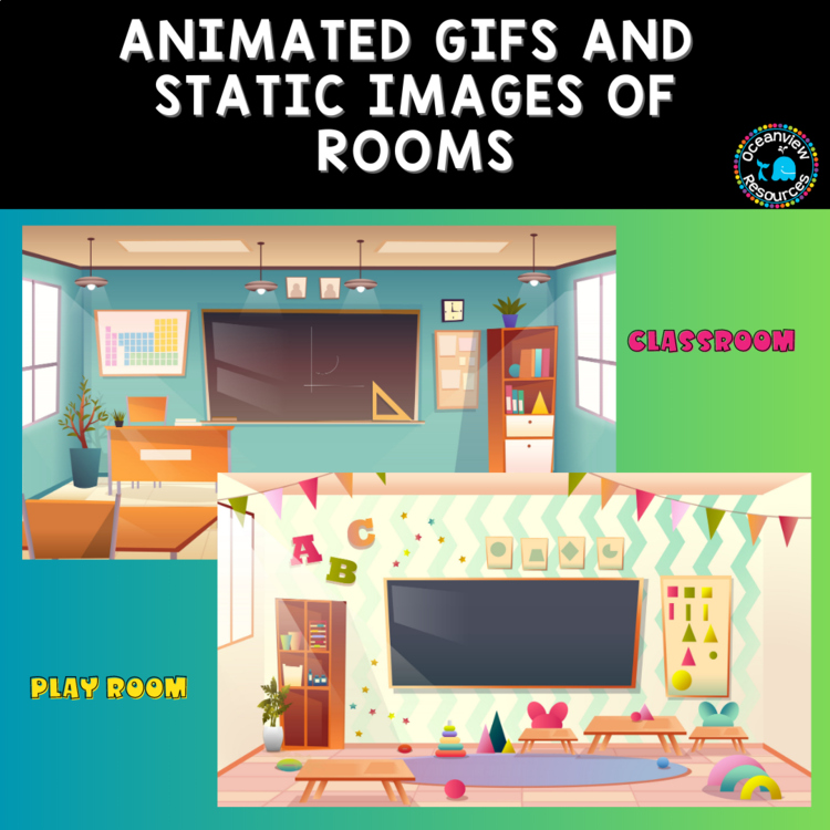 Room Backgrounds Animated GIF and JPG files for TPT sellers