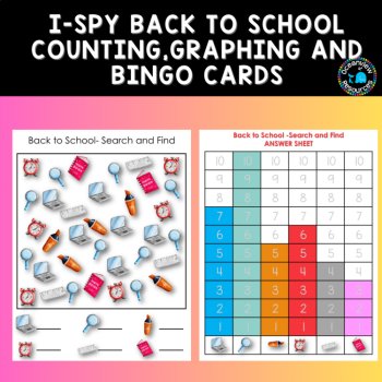 Back to School - I Spy counting and graphing with bonus Bingo game, image 2