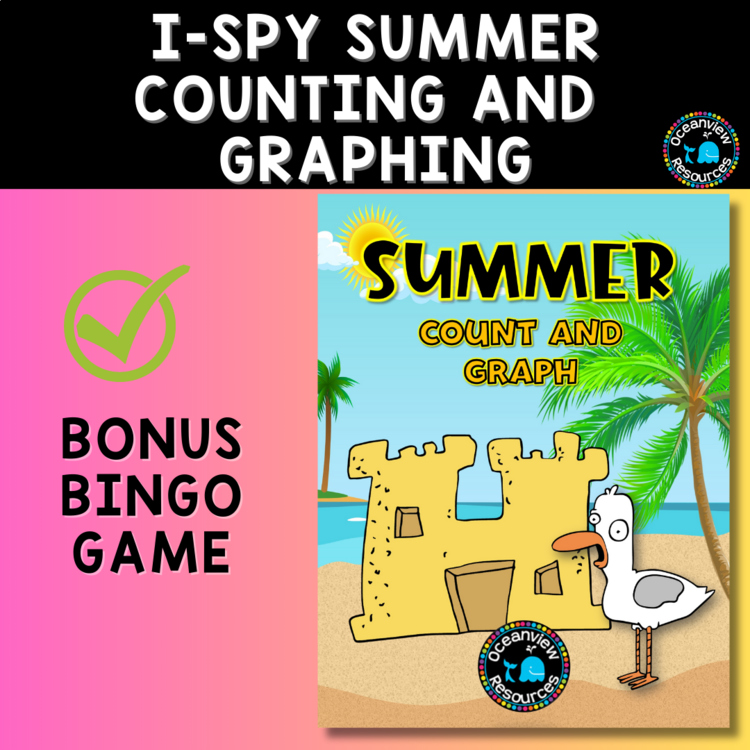 Summer I Spy counting and graphing with bonus Bingo game