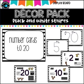 Décor Pack-Black / white STRIPES- Alphabet cards,letter formation, Number cards, image 3