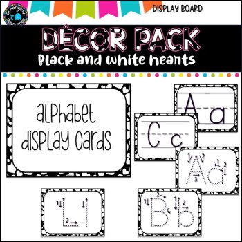 Décor Pack-Black and white hearts- Alphabet cards,letter formation, Number cards, image 2