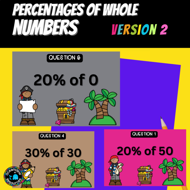 NO PREP MATH GAME- Precentages of whole numbers Interactive Game. Math stations