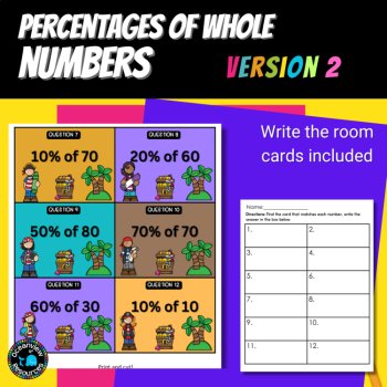 NO PREP MATH GAME- Precentages of whole numbers Interactive Game. Math stations, image 2