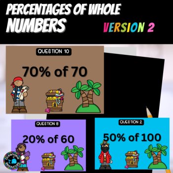 NO PREP MATH GAME- Precentages of whole numbers Interactive Game. Math stations, image 4