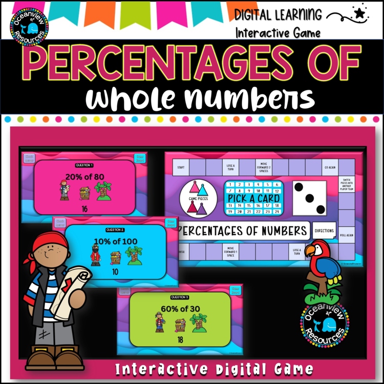 NO PREP MATH GAME- Precentages of whole numbers Interactive Game