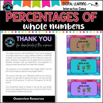 NO PREP MATH GAME- Precentages of whole numbers Interactive Game, image 2