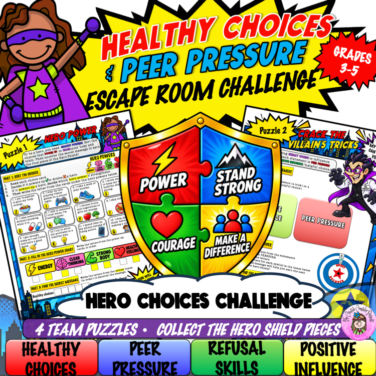 Red Ribbon Week Be A Hero Healthy Choices Superhero Escape Room Lesson 3rd-5th