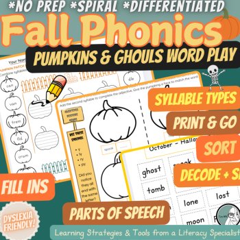 Fall Phonics Super Bundle | October & November Literacy Packets Dyslexia ADHD, image 2