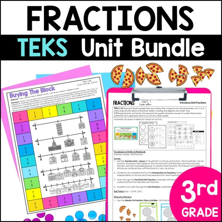 3rd Grade Fractions Math Curriculum - 3rd Grade Fractions Unit TEKS