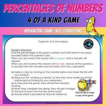 Escape the Monster Math Game: Percentages of Numbers Edition, image 2