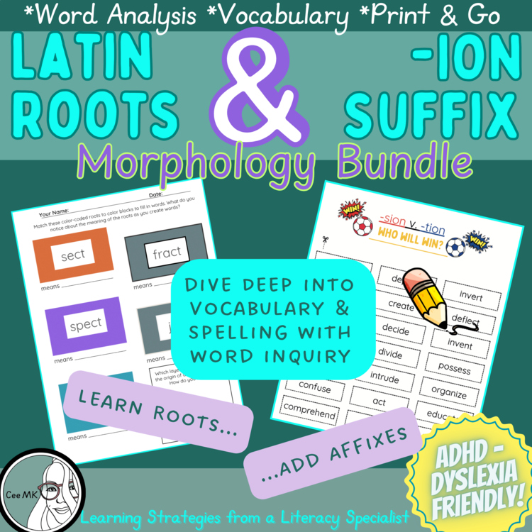 Latin Roots & Suffix TION SION Morphology Word Study | Dyslexia ADHD OG